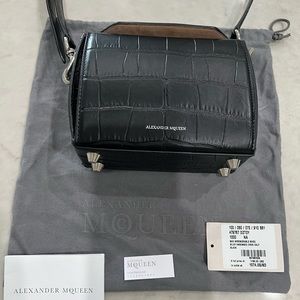 Alexander McQueen Black Mini Bag - Croc print with calf skin 100% leather